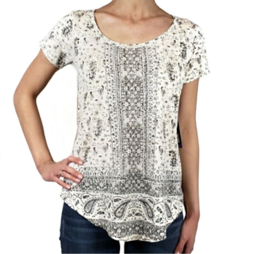 ☀️LUCKY BRAND Boho Paisley Micromodal Cotton Comfy Tshirt